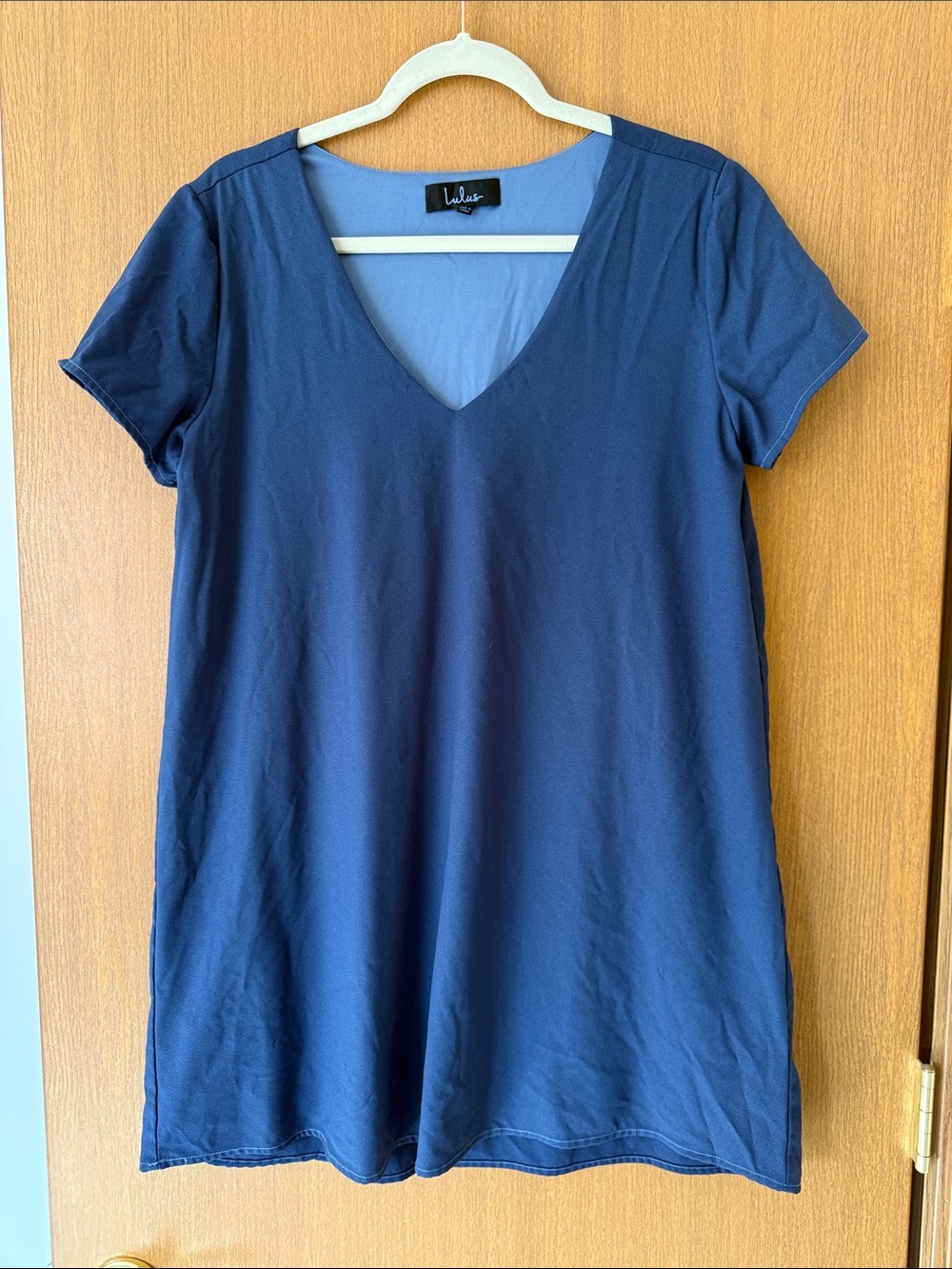 Lulus Navy Hand‑Dyed Mini Dress – Size Large